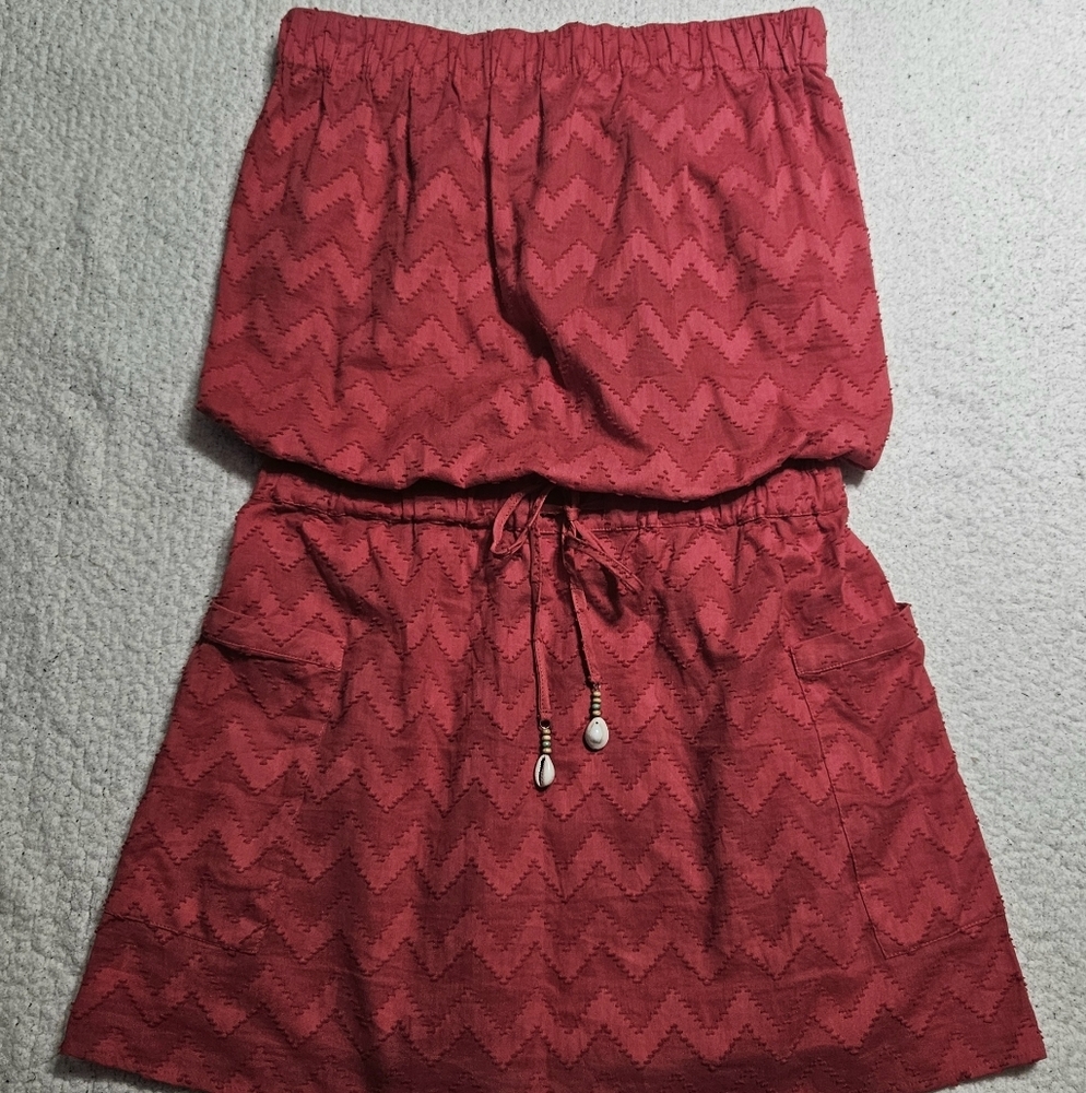 Vineyard Vines Red Tube Top Dress 100% Cotton Womens Size Small